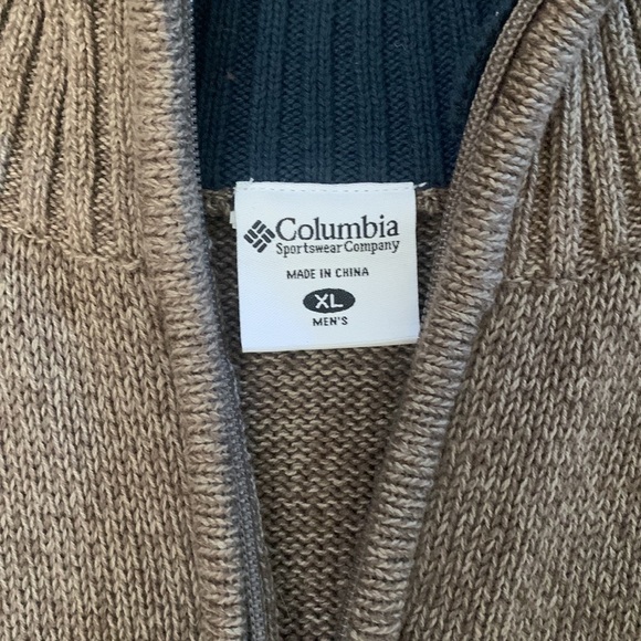 Columbia Cotton Sweater Brown Heathered High Collar Size XL - Picture 9 of 10